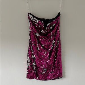 Lulu's Black Dress with Pink and Silver Sequins